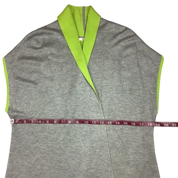 OST Knit Gray Green Open Front Long Oversize Sweater Vest Women's Size S Small - Picture 11 of 16